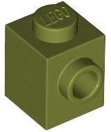 Lego (N) ~ Brick Modified 1 x 1 with Stud on Side ~ [Olive Green]