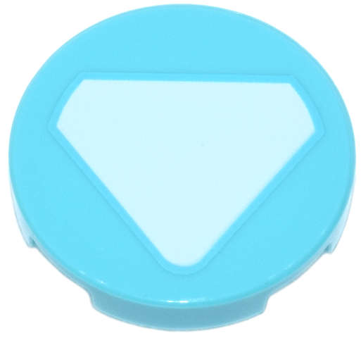Lego (N) ~ Tile Round 2 x 2 with Bottom Stud Holder with White Triangle Arc Reator ~ [Medium Azure]