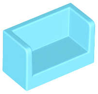 Lego (N) ~ Panel 1 x 2 x 1 with Rounded Corners and 2 Sides ~ [Medium Azure]