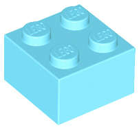 Lego (N) ~ Brick 2 x 2 ~ [Medium Azure]