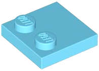 Lego (N) ~ Tile Modified 2 x 2 with Studs on Edge ~ [Medium Azure]