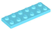 Lego (N) ~ Plate 2 x 6 ~ [Medium Azure]