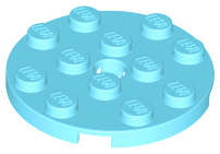 Lego (N) ~ Plate Round 4 x 4 with Hole ~ [Medium Azure]