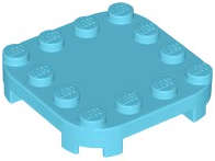 Lego (N) ~ Plate Modified 4 x 4 with Rounded Corners and 4 Feet ~ [Medium Azure]