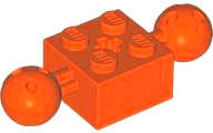 Lego (N) ~ Technic Brick Modified 2 x 2 with 2 Ball Joints and Axle Hole ~ [Reddish Orange]