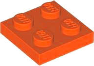Lego (N) ~ Plate 2 x 2 ~ [Reddish Orange]
