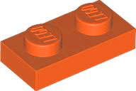 Lego (N) ~ Plate 1 x 2 ~ [Reddish Orange]