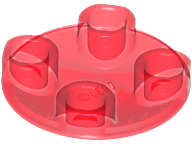 Lego (U) ~ Plate Round 2 x 2 with Rounded Bottom (Boat Stud) ~ [Trans-Red]