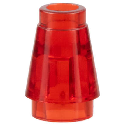 Lego (N) ~ Cone 1 x 1 with Top Groove ~ [Trans-Red]