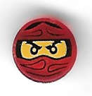 Lego (U) ~ Tile Round 1 x 1 with Ninjago Trapped Kai Pattern ~ [Trans-Red]