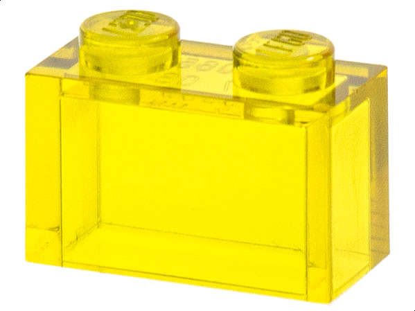 Lego (N) ~ Brick 1 x 2 without Bottom Tube ~ [Trans-Yellow]
