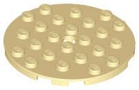 Lego (N) ~ Plate Round 6 x 6 with Hole ~ [Tan]