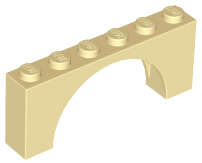 Lego (N) ~ Arch 1 x 6 x 2 - Medium Thick Top without Reinforced Underside ~ [Tan]