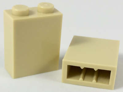 Lego (N) ~ Brick 1 x 2 x 2 with Inside Stud Holder ~ [Tan]