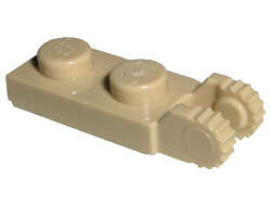 Lego (N) ~ Hinge Plate 1 x 2 Locking with 2 Fingers on End ~ [Tan]