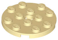 Lego (N) ~ Plate Round 4 x 4 with Hole ~ [Tan]