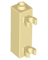 Lego (N) ~ Brick Modified 1 x 1 x 3 with 2 Clips (Vertical Grip) - Hollow Stud ~ [Tan]