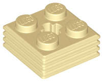 Lego (N) ~ Brick Modified 2 x 2 x 2/3 Ribbed with Axle Hole ~ [Tan]