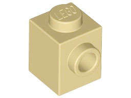 Lego (N) ~ Brick Modified 1 x 1 with Stud on Side ~ [Tan]