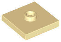 Lego (N) ~ Plate Modified 2 x 2 with Groove and 1 Stud in Center (Jumper) ~ [Tan]