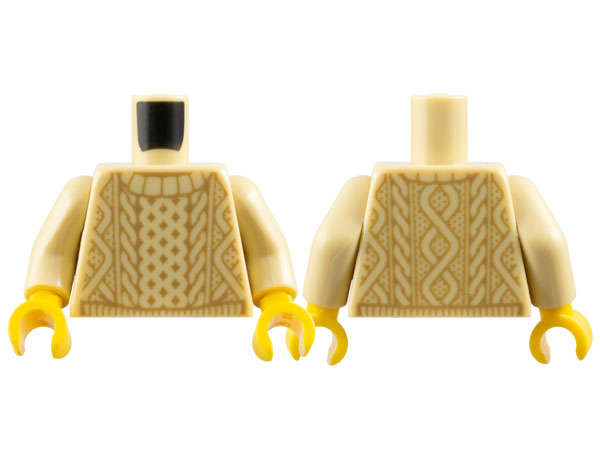 Lego NEW - Tan Torso Knit Sweater Pattern / Tan Arms / Yellow Hands