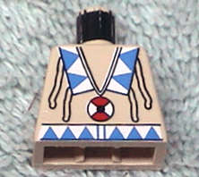 Lego Used - Torso Western Indians Triangles Red/White Amulet Pattern~ [Tan]