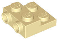 Lego (U) ~ Plate Modified 2 x 2 x 2/3 with 2 Studs on Side - Solid Bottom Tube ~ [Tan]