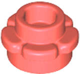 Lego (N) ~ Plate Round 1 x 1 with Flower Edge (5 Petals) ~ [Coral]