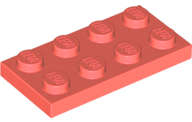 Lego (N) ~ Plate 2 x 4 ~ [Coral]