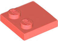 Lego (N) ~ Tile Modified 2 x 2 with Studs on Edge ~ [Coral]