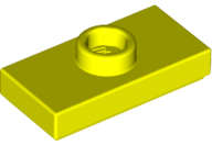 Lego (N) ~ Plate Modified 1 x 2 with 1 Stud with Groove and Bottom Stud Holder (Jump ~ [Neon Yellow]
