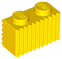 Lego (N) ~ Brick Modified 1 x 2 with Grille / Fluted Profile ~ [Yellow]