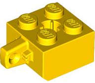 Lego (U) ~ Hinge Brick 2 x 2 Locking with 1 Finger Vertical and Axle Hole ~ [Yellow]