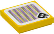 Lego (N) ~ Tile 2 x 2 with Super Mario Scanner Code Scuttlebug Pattern (Sticker) - Set 7 ~ [Yellow]