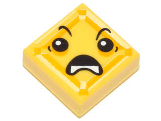 Lego Used - Tile 1 x 1 with Face with Open Downturned Mouth (Kryptomite) Pattern~ [Yellow]
