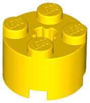 Lego (N) ~ Brick Round 2 x 2 with Axle Hole ~ [Yellow]