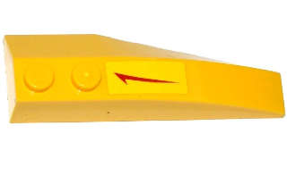 Lego Used - Wedge 6 x 2 Left with Red Swoosh with Tick Pointing Towards Straight Side Pat~ [Yellow]