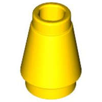Lego (N) ~ Cone 1 x 1 with Top Groove ~ [Yellow]