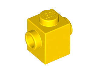 Lego (N) ~ Brick Modified 1 x 1 with Studs on 2 Sides Opposite ~ [Yellow]