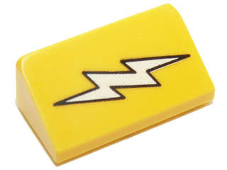 Lego NEW - Slope 30 1 x 2 x 2/3 with White Lightning Bolt Pattern~ [Yellow]