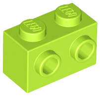 Lego (N) ~ Brick Modified 1 x 2 with Studs on 1 Side ~ [Lime]