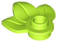 Lego (N) ~ Plant Plate Round 1 x 1 with 3 Layered Leaves ~ [Lime]