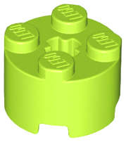 Lego (N) ~ Brick Round 2 x 2 with Axle Hole ~ [Lime]