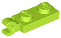 Lego (N) ~ Plate Modified 1 x 2 with Clip on End (Horizontal Grip) ~ [Lime]