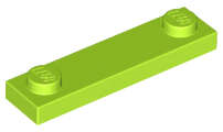 Lego (N) ~ Plate Modified 1 x 4 with 2 Studs without Groove ~ [Lime]