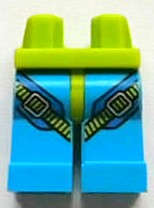 Lego (U) ~ Hips and Dark Azure Legs with Blue and Lime Parachute Harness Straps and Silver ~ [Lime]