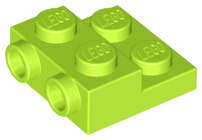 Lego (N) ~ Plate Modified 2 x 2 x 2/3 with 2 Studs on Side - Solid Bottom Tube ~ [Lime]