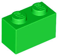 Lego (N) ~ Brick 1 x 2 ~ [Bright Green]