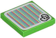 Lego (N) ~ Tile 2 x 2 with Super Mario Scanner Code Yoshi Eggs Pattern (Sticker) - ~ [Bright Green]