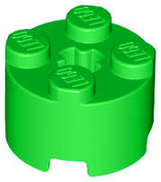 Lego (N) ~ Brick Round 2 x 2 with Axle Hole ~ [Bright Green]